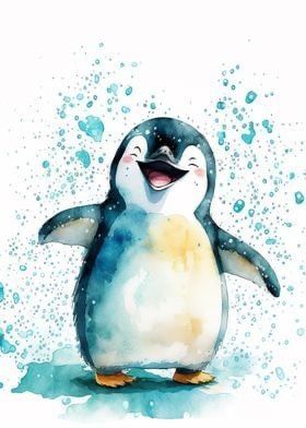 Cute-penguin-watercolor-painting-ideas