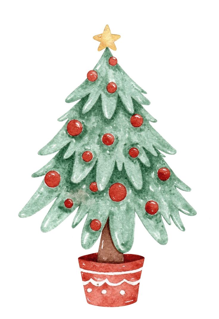 Easy-christmas-X-mas-tree-watercolor-painting-beginners-kids