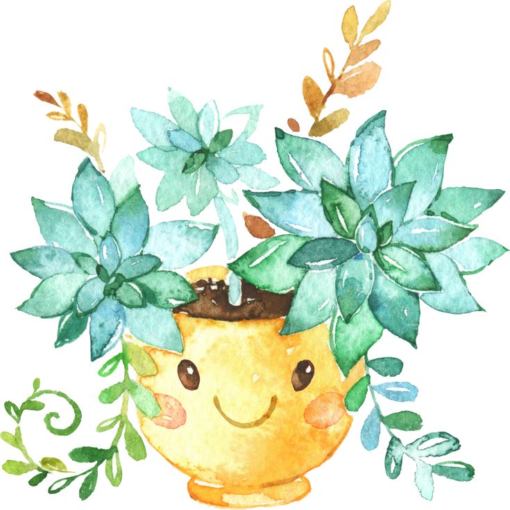 Plants-succulents-in-pot-watercolor-painting-ideas