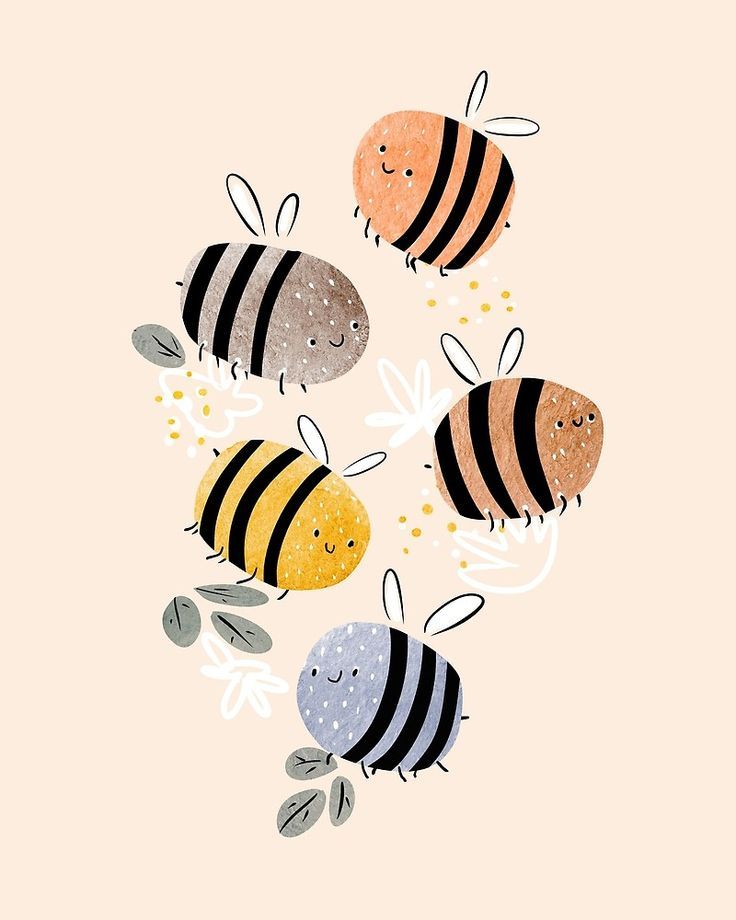 Sweet-little-bees-easy-watercolor-painting-idea-for-beginners