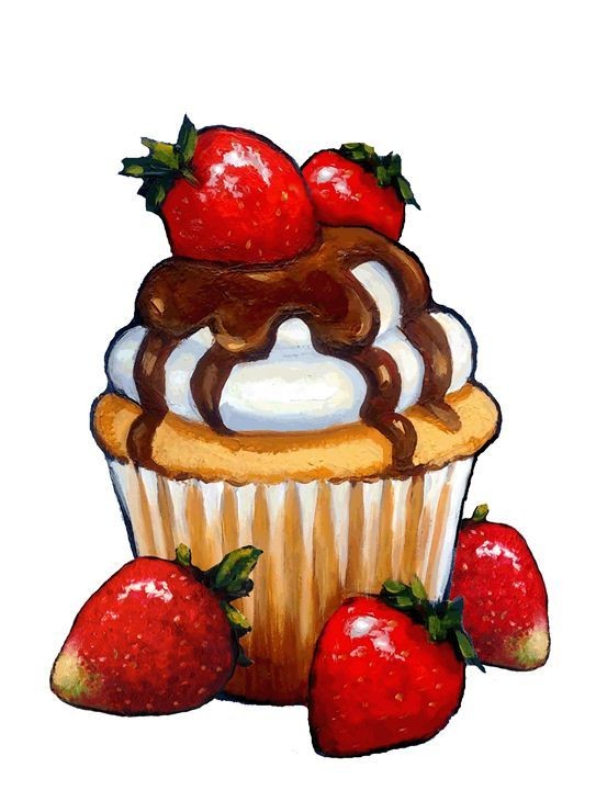 cupcake-with-strawberries-easy-painting-ideas