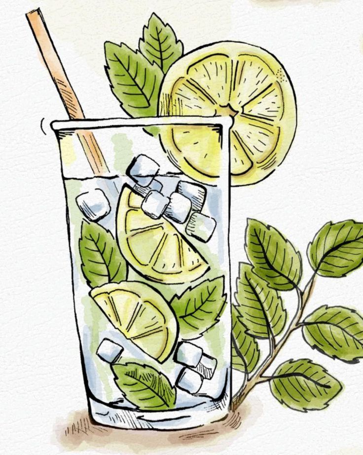 lemonade-lemon-ice-mint-leaves-watercolor-painting-art-ideas-easy-for-beginners