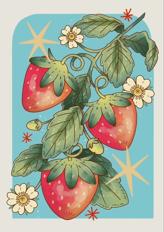 strawberries-painting-easy-painting-ideas-canvas-sketchbook-painting-ideas