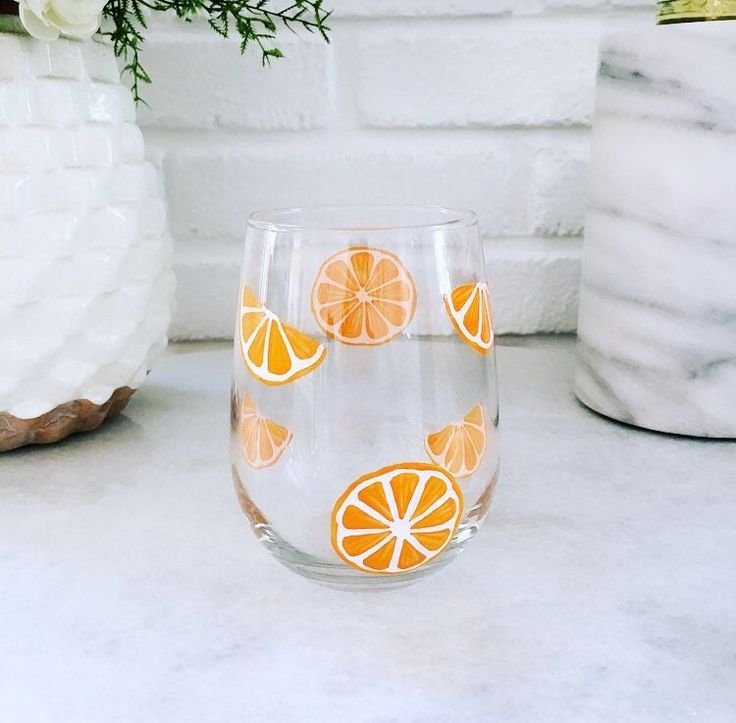 Orange Slice Wine glass Painting