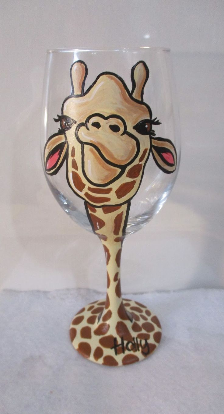 wine-glass-painting-ideas-giraffe-animal-painting